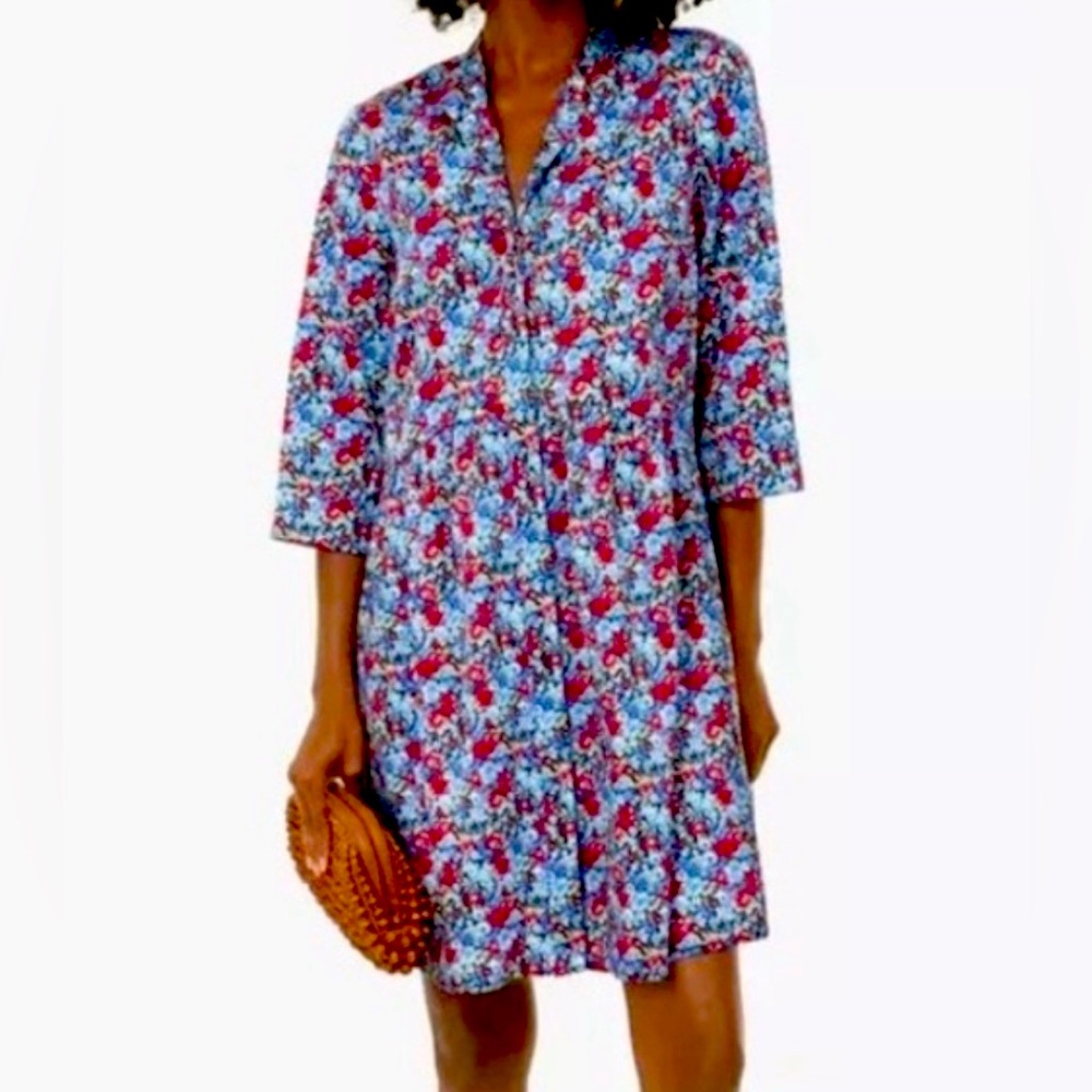 NWT Tuckernuck Royal Shirt Dress Queens Garden Floral Size Small - Picture 2 of 7